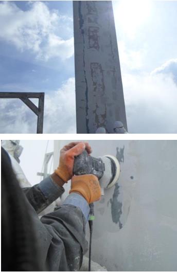  對受損葉片進行打磨打磨、上膠、刮膩子、整形一系列處理。